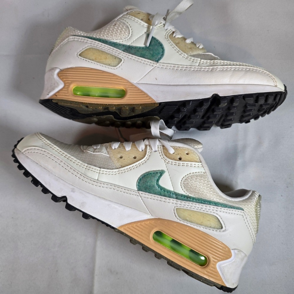 Nike Air Max 90 SE Wolens 7.5 Sun Club Sail White Neptune Green - Picture 5 of 7